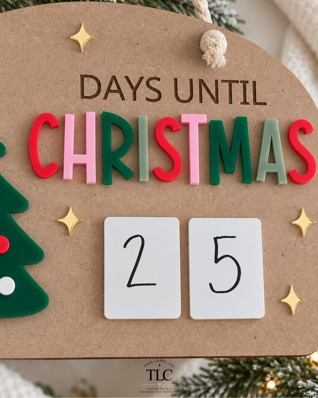 Christmas Countdown Sign | Days Until Christmas Board | Reusable Christmas Countdown