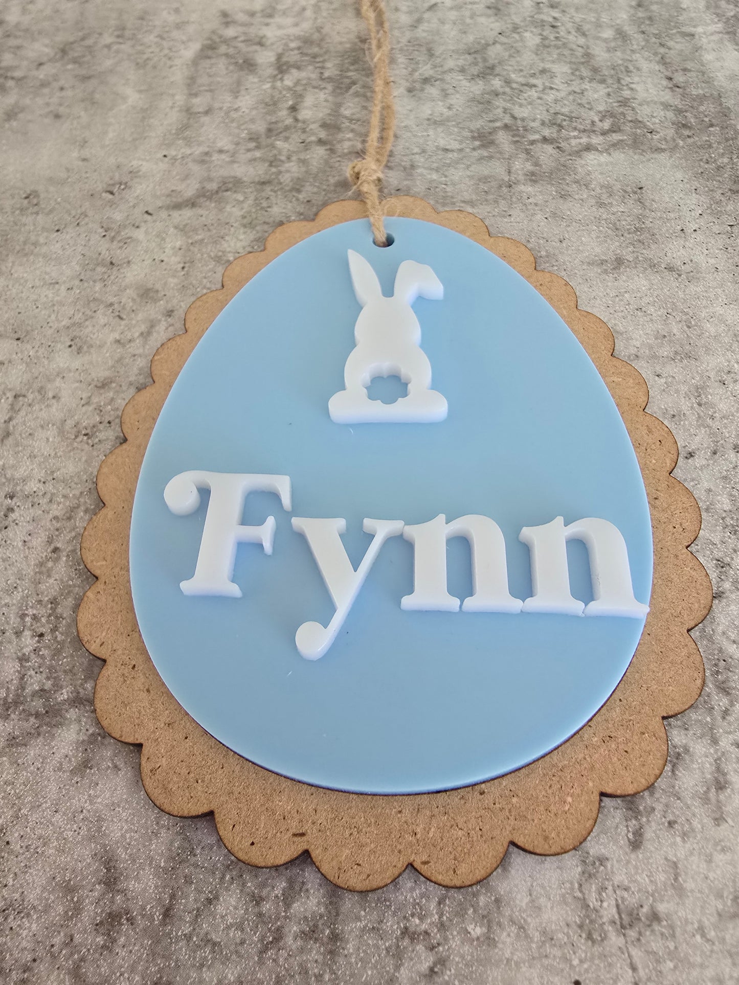 Personalized Easter Basket Tag | Scalloped Wood & Pastel Acrylic