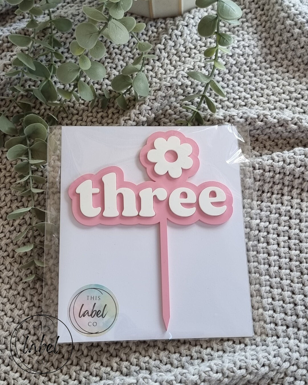 Acrylic Flower Cake Topper | Birthday Cake Topper | One | Two| Three | Four | Birthday Cake