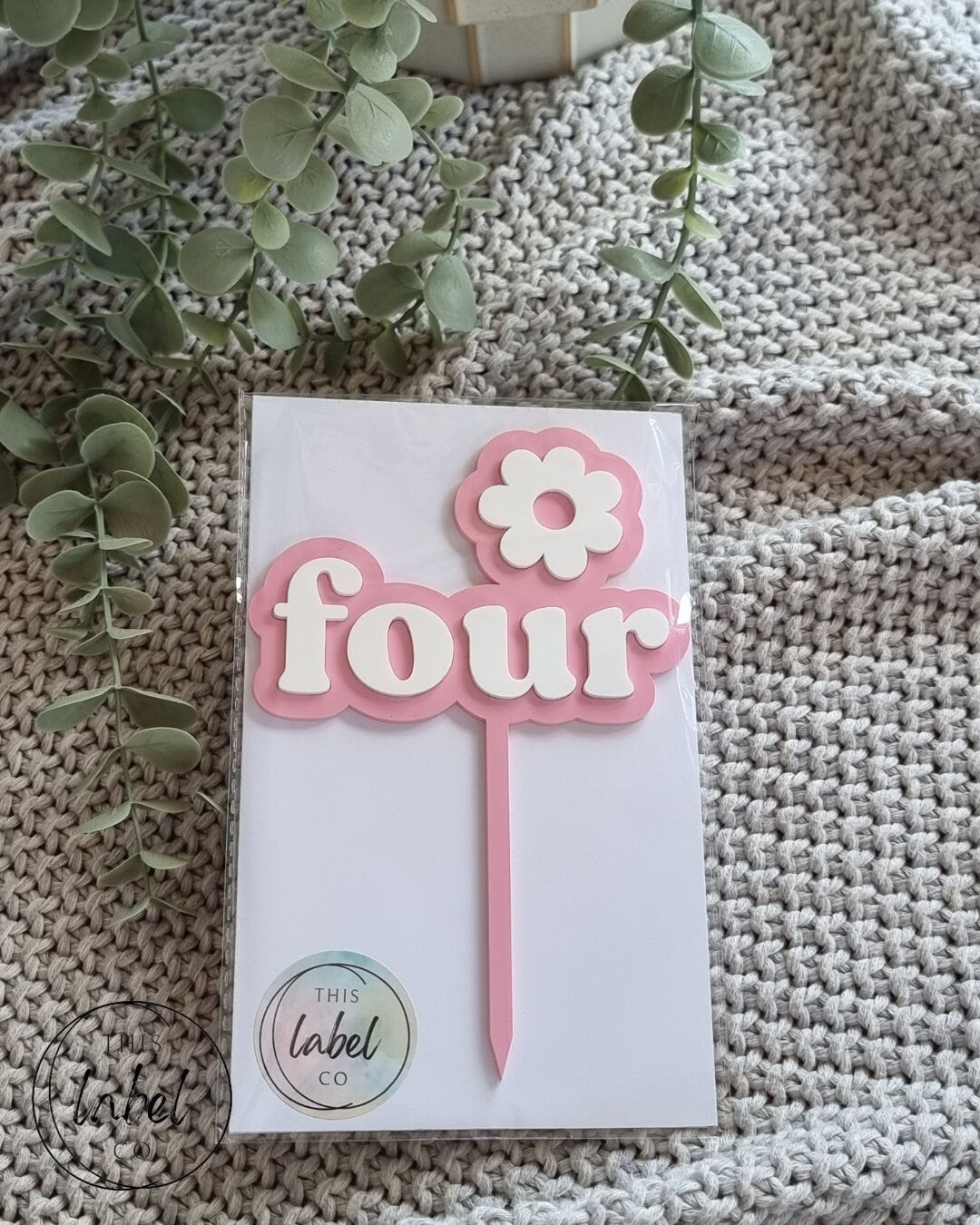 Acrylic Flower Cake Topper | Birthday Cake Topper | One | Two| Three | Four | Birthday Cake