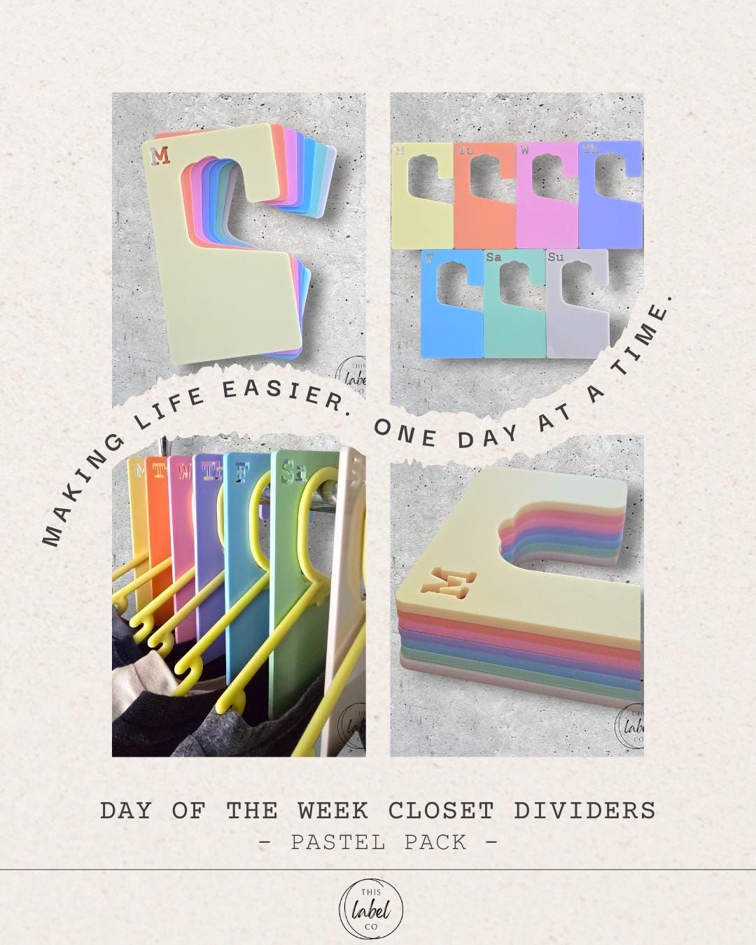 Day of the Week Clothing Dividers | Kids Closet Dividers | Adult Clothing Dividers | Closet Organisation | Wardrobe Organisation