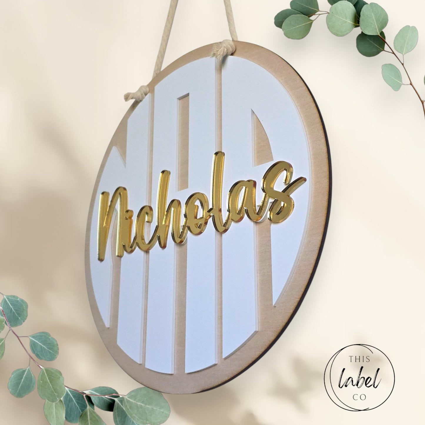 Custom Round Monogram Name Sign | Nursery Sign | New Baby Name Sign