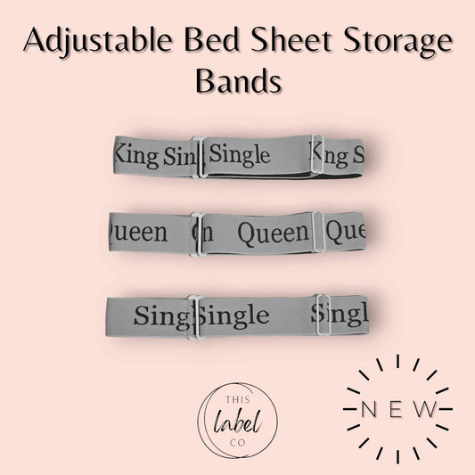 Adjustable Elastic Sheet Organizer Bands (AUSTRALIAN SIZES) | Bed Sheet Set Holder Bands | Linen Cupboard Storage Bands