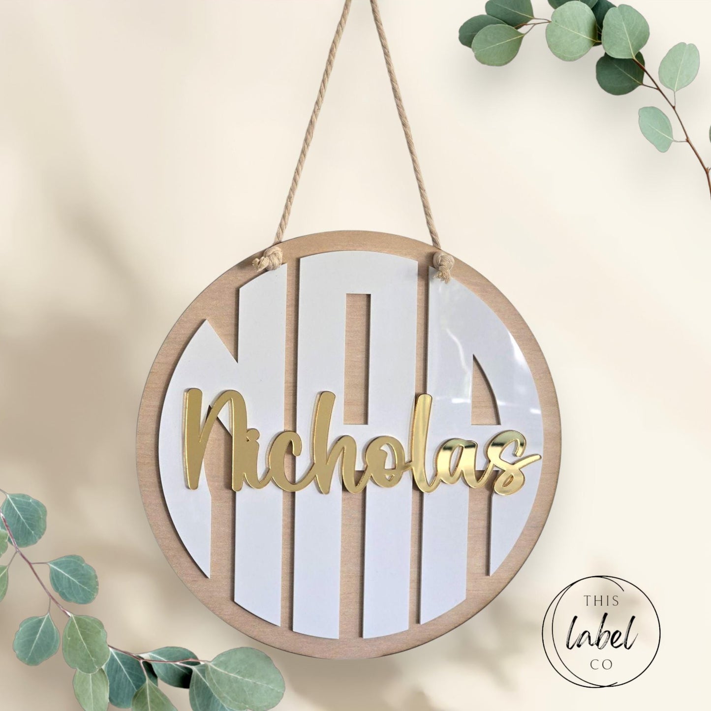 Custom Round Monogram Name Sign | Nursery Sign | New Baby Name Sign