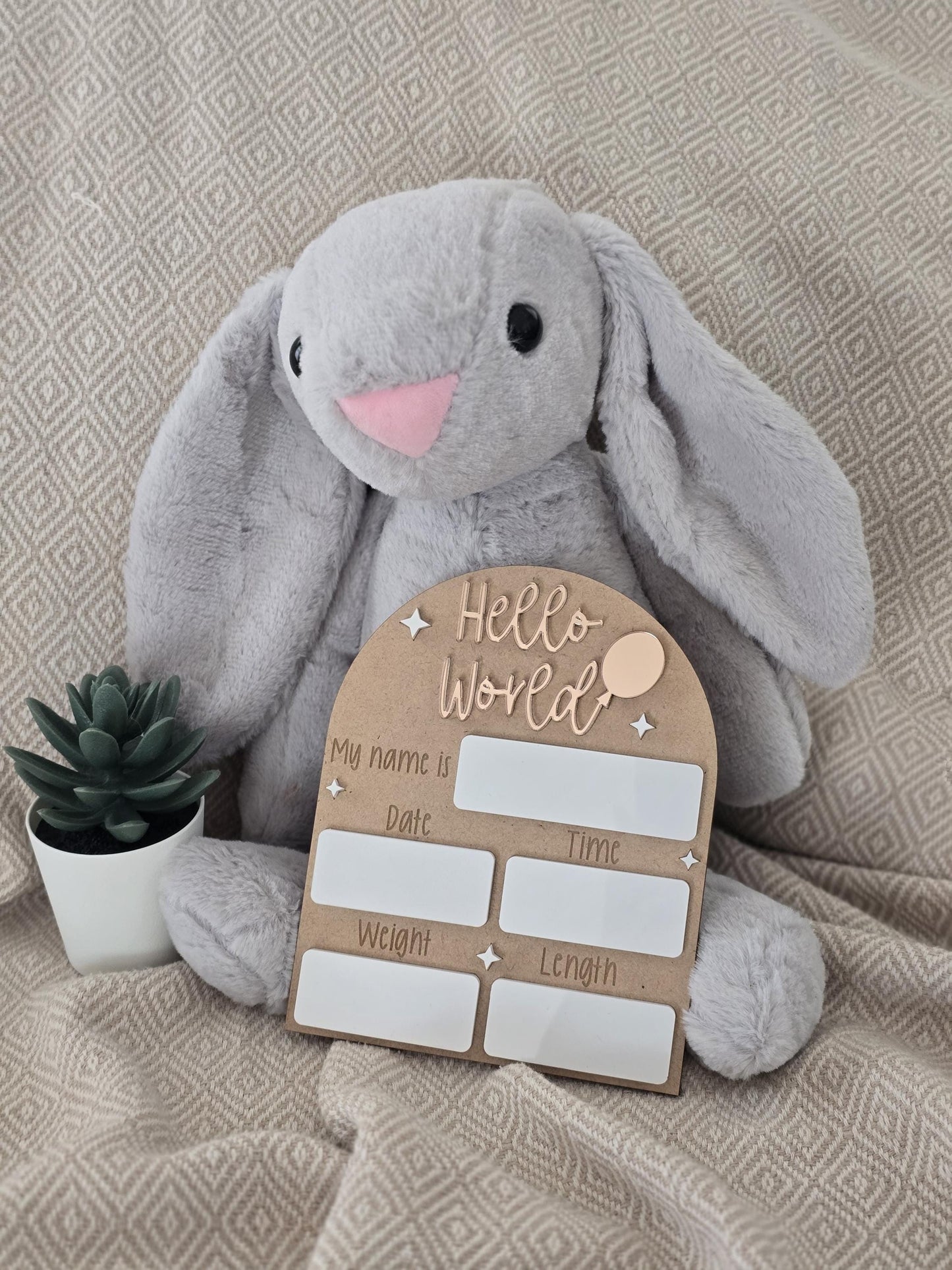 Hello World Sign | Welcome to the World | Birth Announcement Sign | Birth Details Sign
