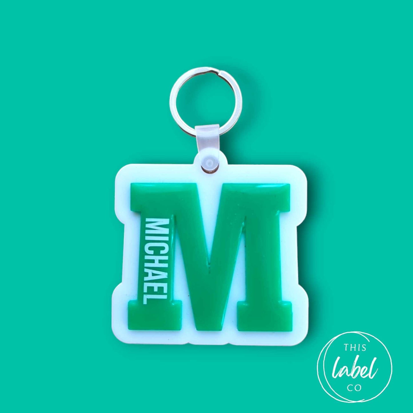 Chunky Blue Alphabet Letter Keyrings - Acrylic