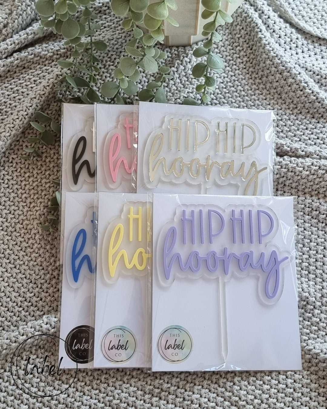Acrylic Cake Topper | Birthday Cake Topper | Hip Hip Hooray | Birthday Cake