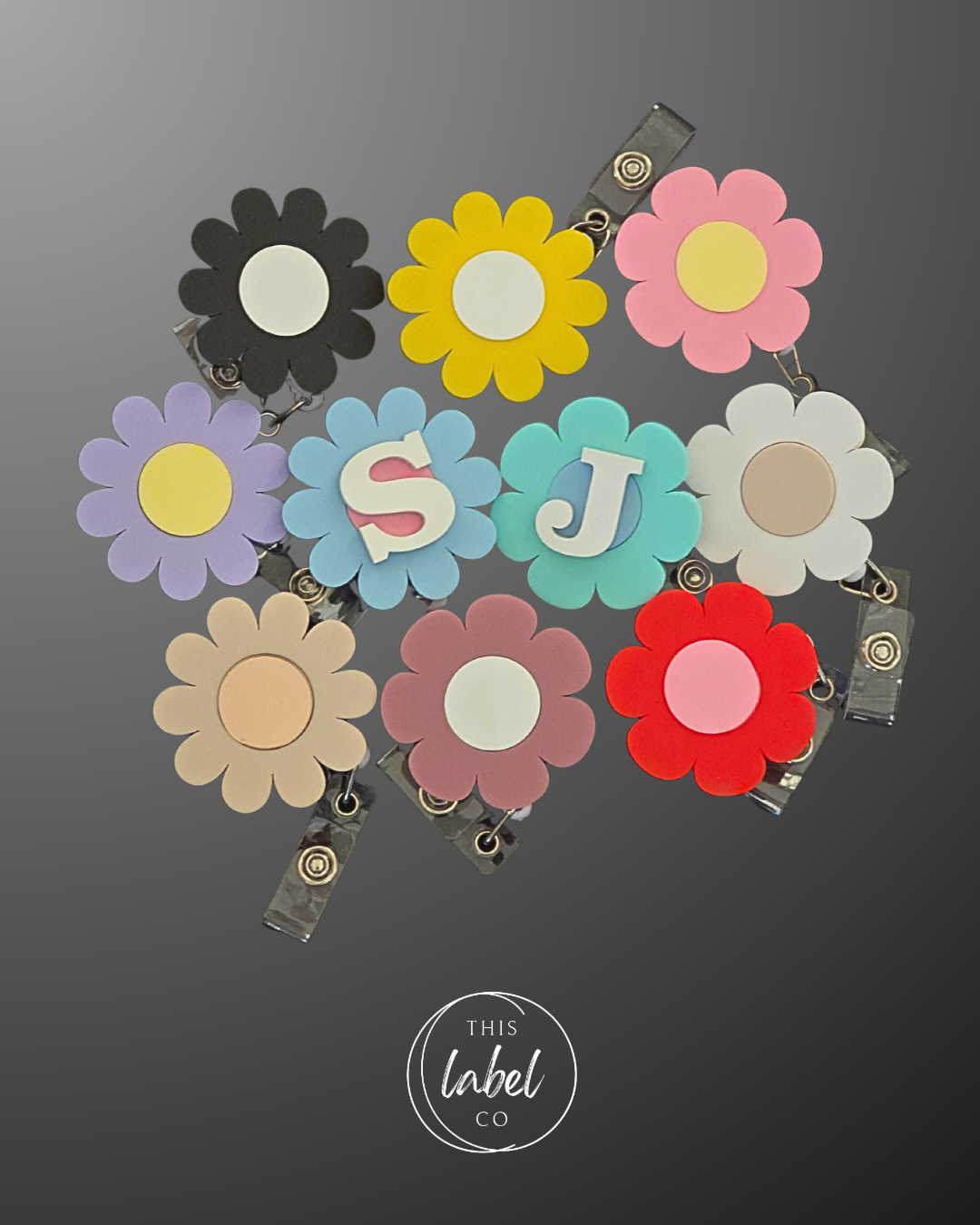 NEW Flower Retractable ID Badge Reel