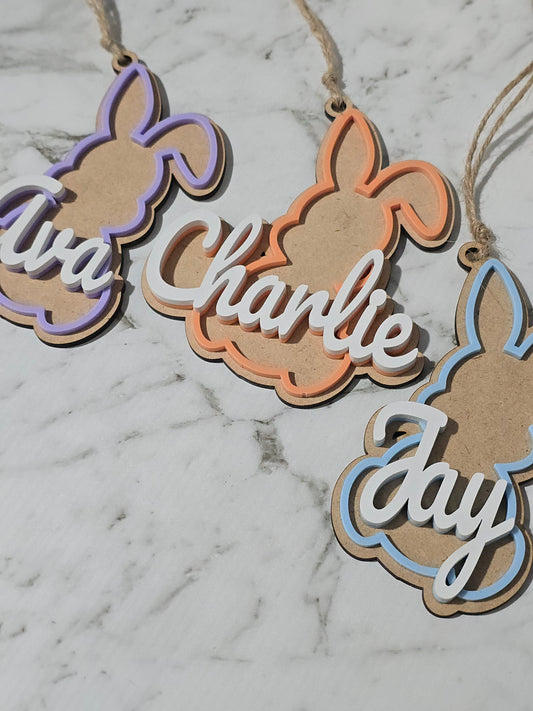 Personalized Easter Bunny Wood & Acrylic Tags