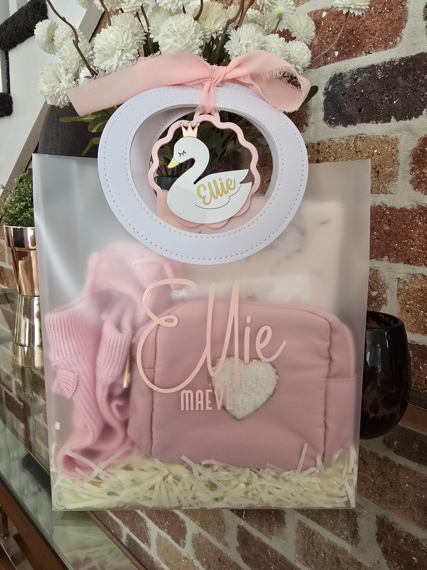 Clear Frosted Round Handle Gift Bags