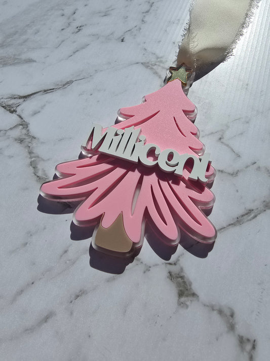 Hand drawn Custom Name Christmas Tree Ornament