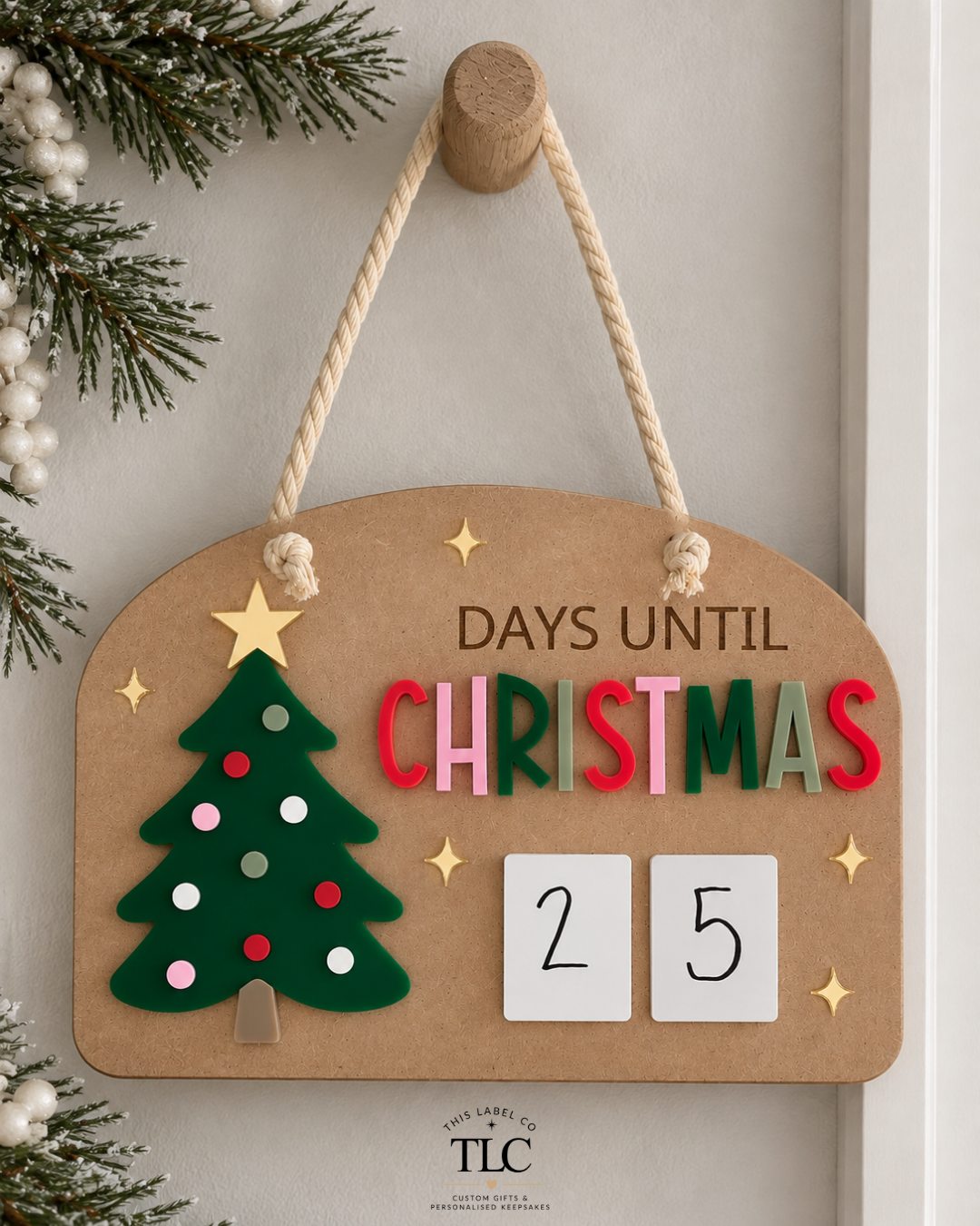 Christmas Countdown Sign | Days Until Christmas Board | Reusable Christmas Countdown