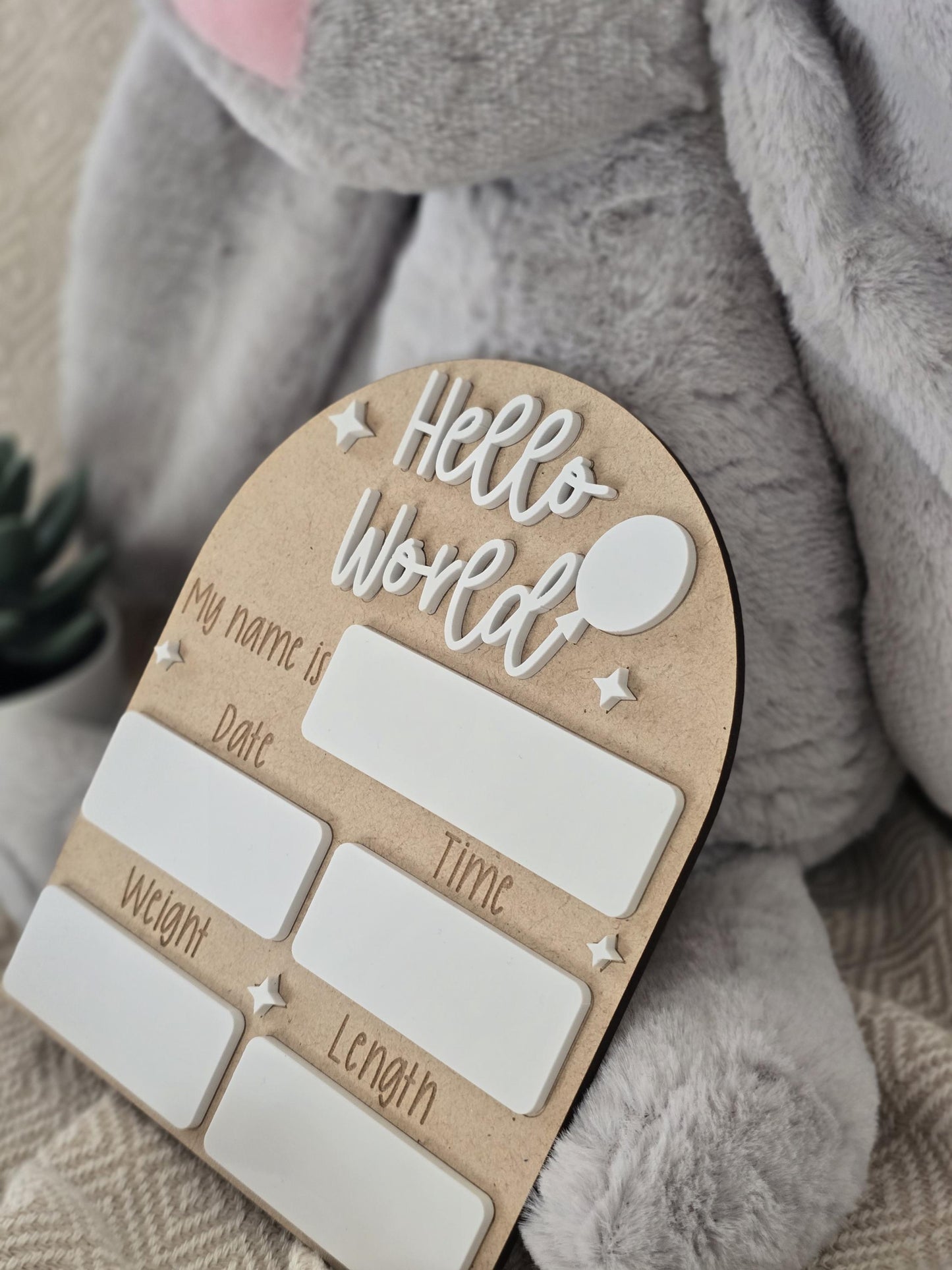 Hello World Sign | Welcome to the World | Birth Announcement Sign | Birth Details Sign