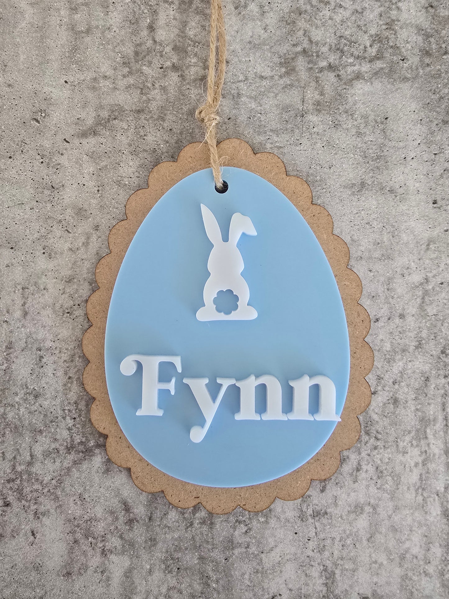 Personalized Easter Basket Tag | Scalloped Wood & Pastel Acrylic