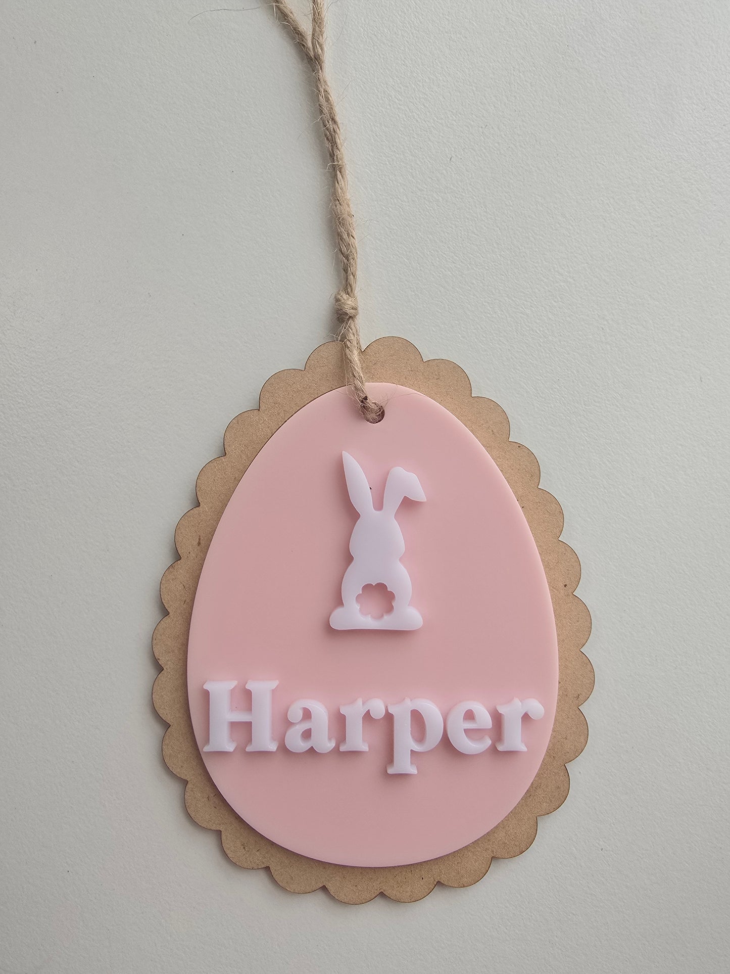 Personalized Easter Basket Tag | Scalloped Wood & Pastel Acrylic