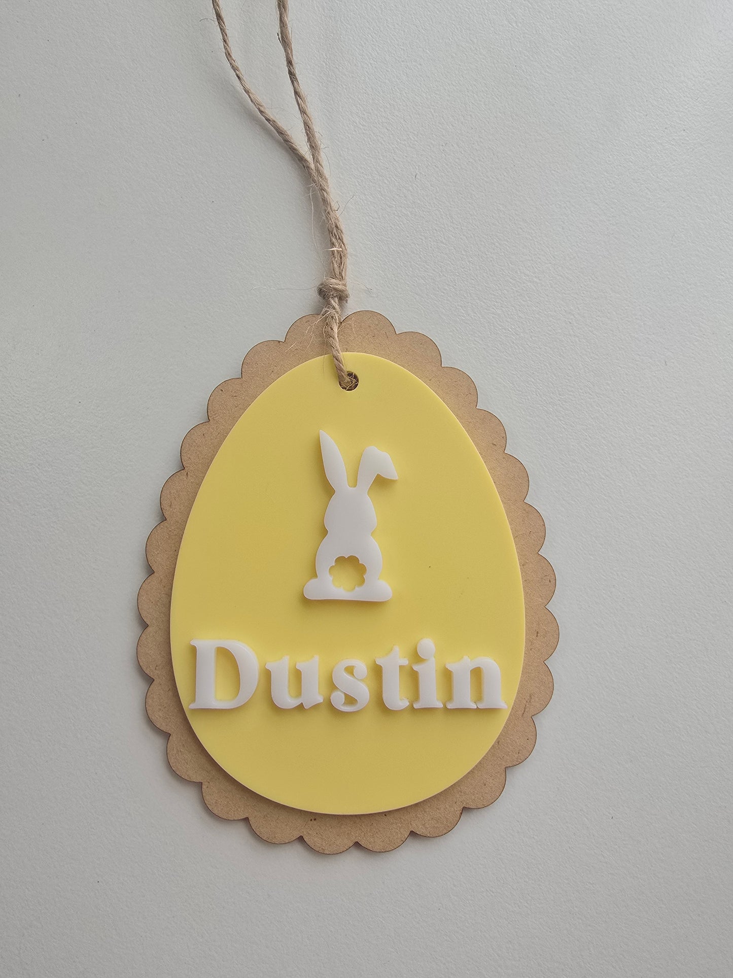 Personalized Easter Basket Tag | Scalloped Wood & Pastel Acrylic