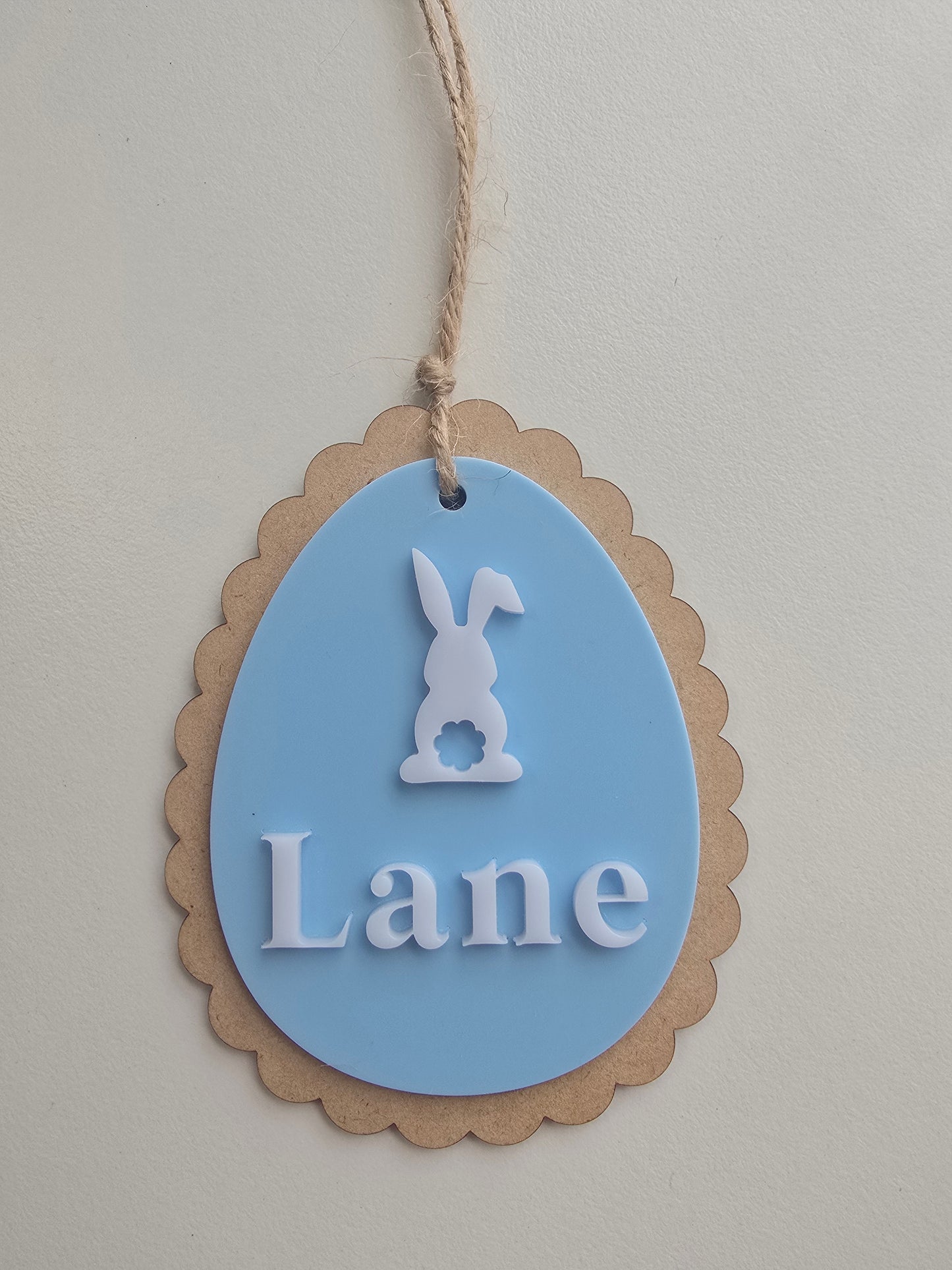 Personalized Easter Basket Tag | Scalloped Wood & Pastel Acrylic