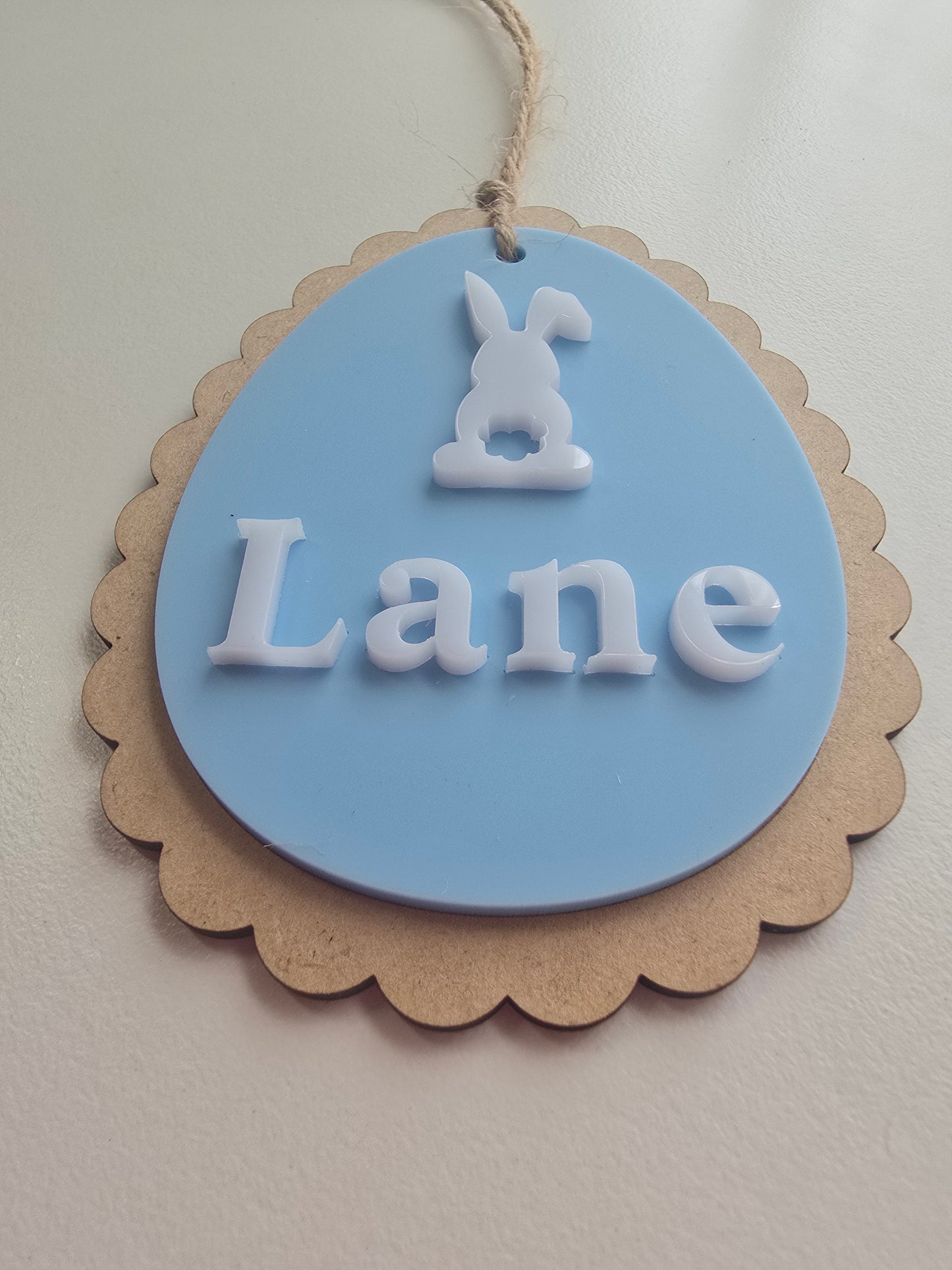 Personalized Easter Basket Tag | Scalloped Wood & Pastel Acrylic