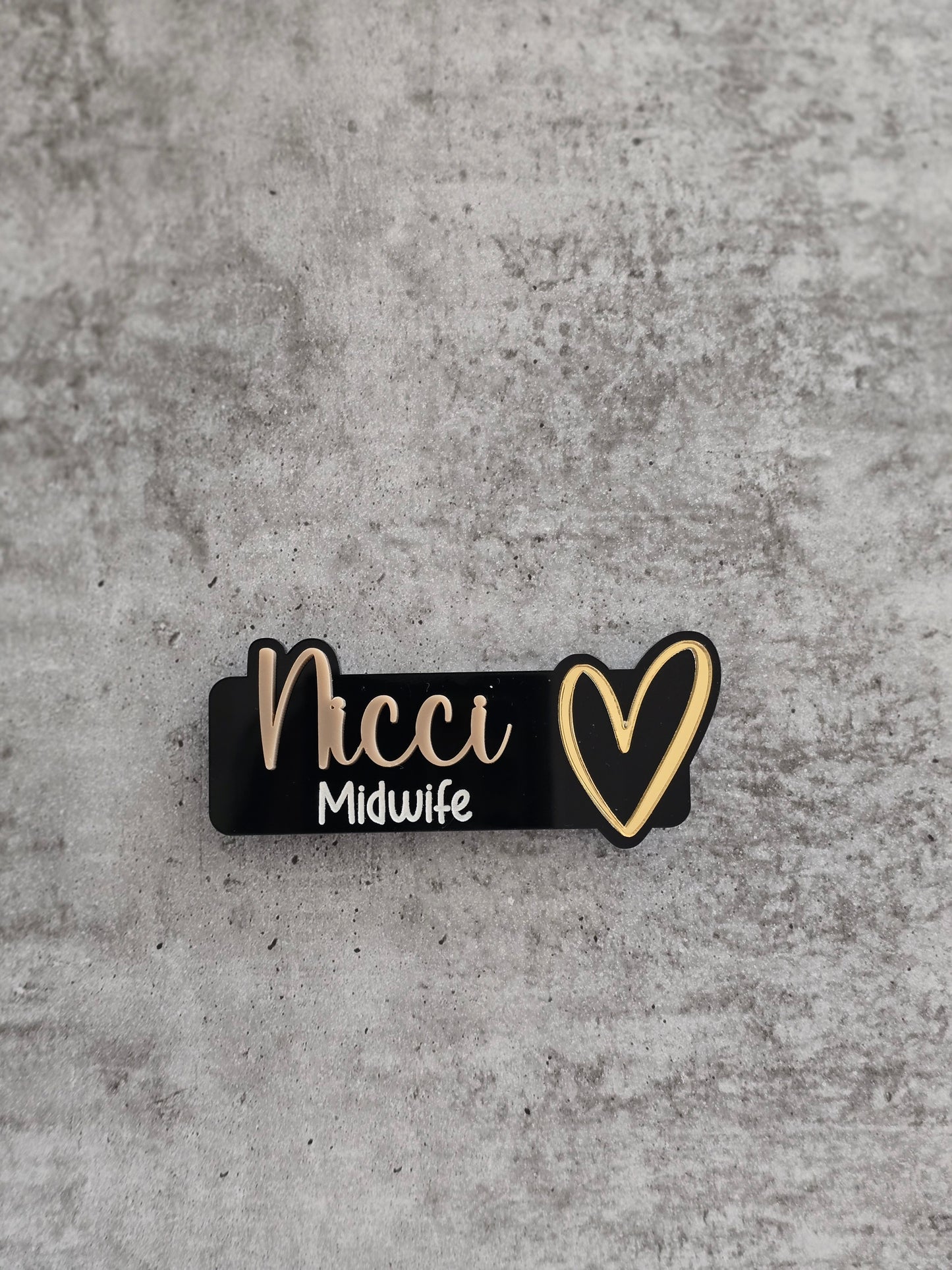 Personalized 3D Acrylic Name Badge | Custom Nurse, Midwife, Doctor, Profession Tag
