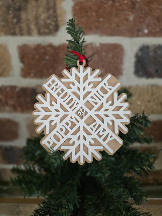 Personalised Snowflake Family Names Ornament | Family Christmas Ornament | Christmas Gift Tag | Family Tradition