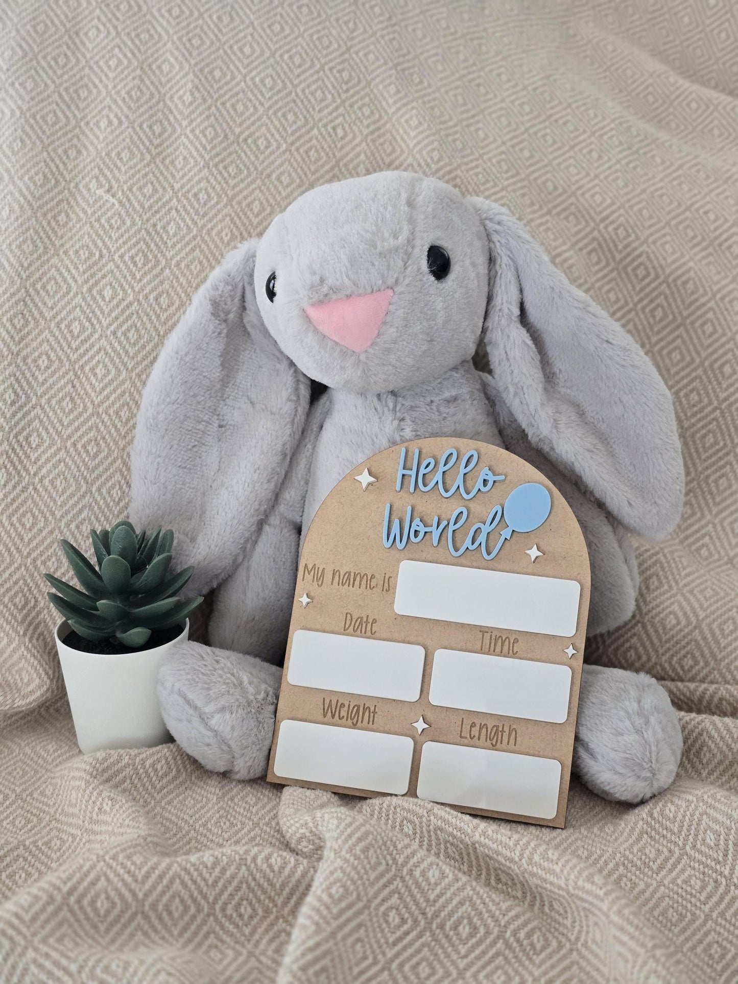 Hello World Sign | Welcome to the World | Birth Announcement Sign | Birth Details Sign