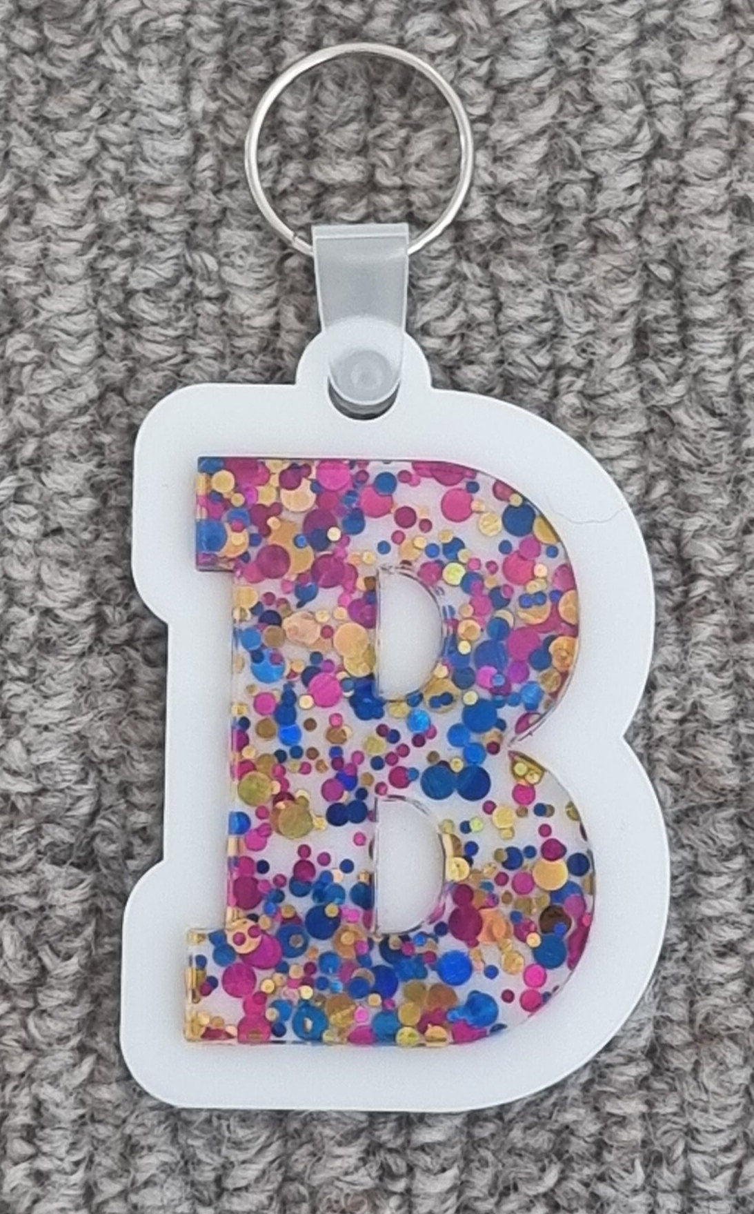 Chunky Blue Alphabet Letter Keyrings - Acrylic
