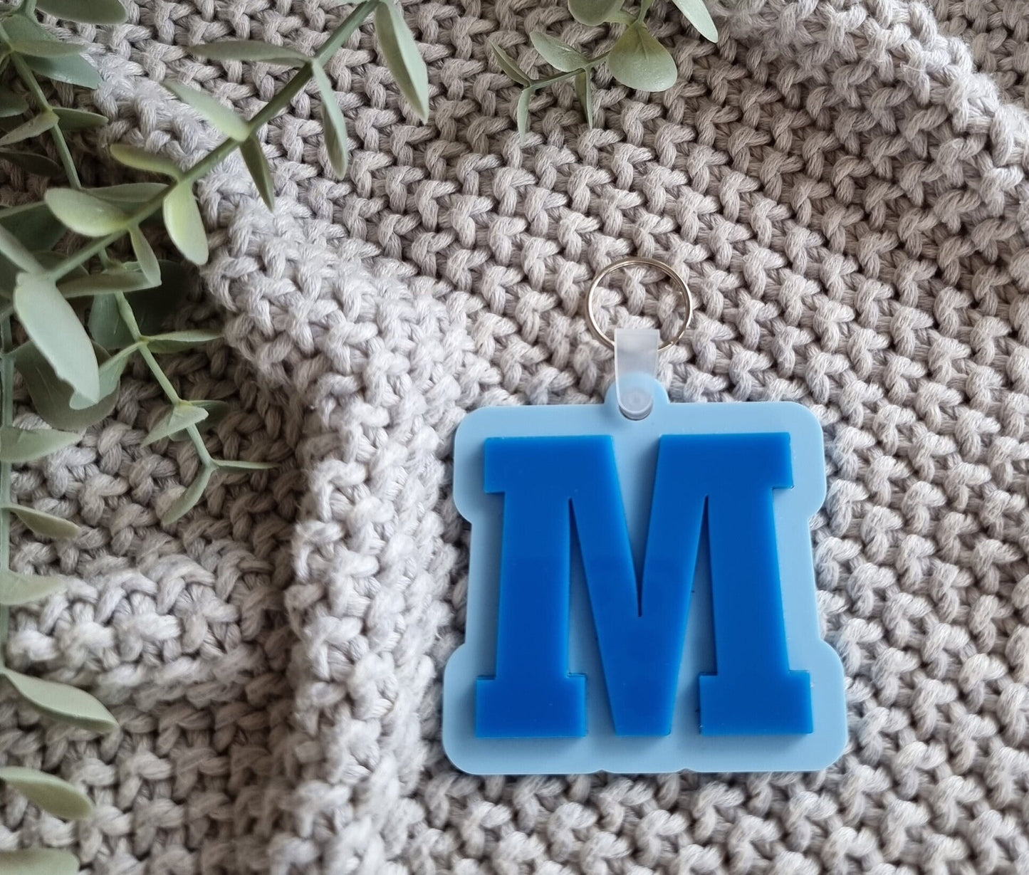 Chunky Blue Alphabet Letter Keyrings - Acrylic