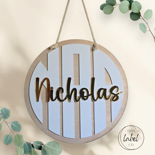 Custom Round Monogram Name Sign | Nursery Sign | New Baby Name Sign