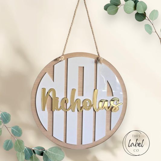 Custom Round Monogram Name Sign | Nursery Sign | New Baby Name Sign