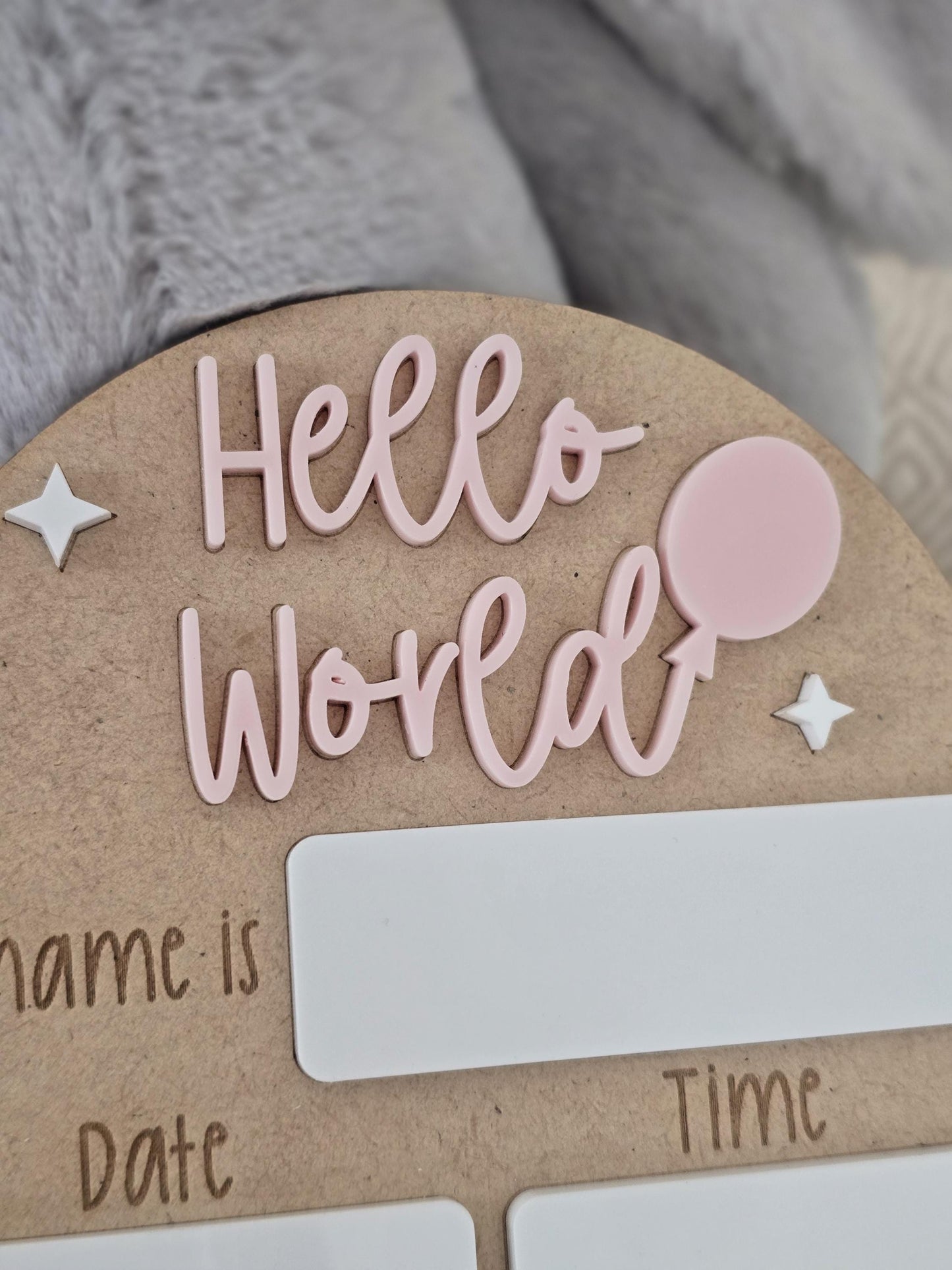 Hello World Sign | Welcome to the World | Birth Announcement Sign | Birth Details Sign