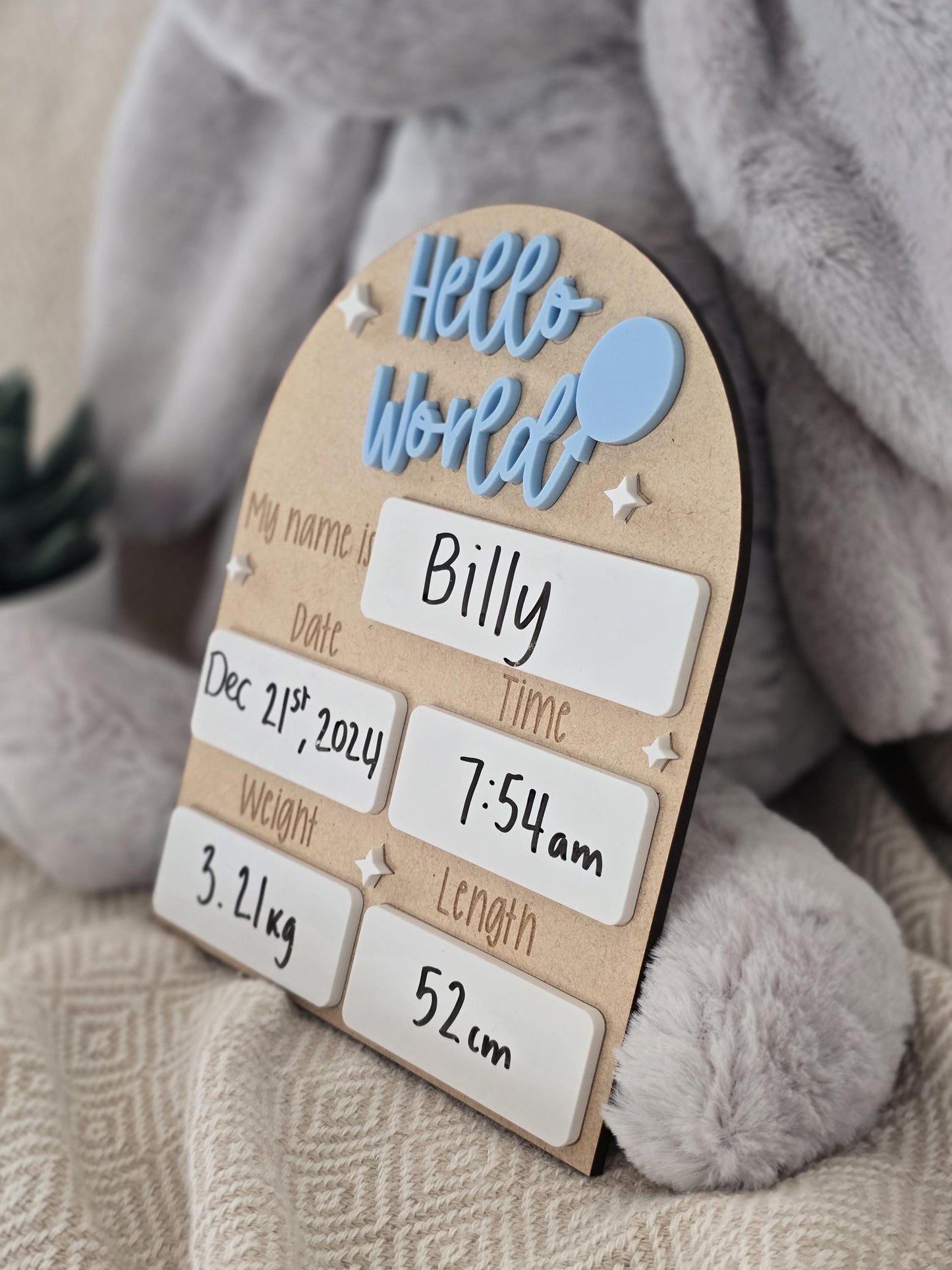 Hello World Sign | Welcome to the World | Birth Announcement Sign | Birth Details Sign