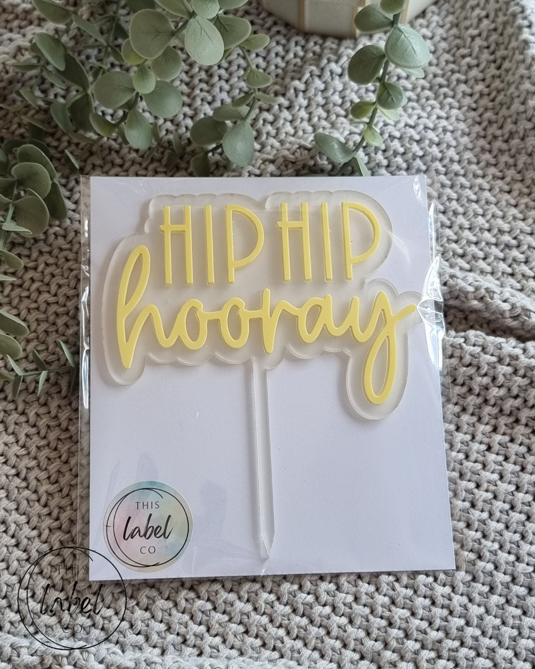 Acrylic Cake Topper | Birthday Cake Topper | Hip Hip Hooray | Birthday Cake