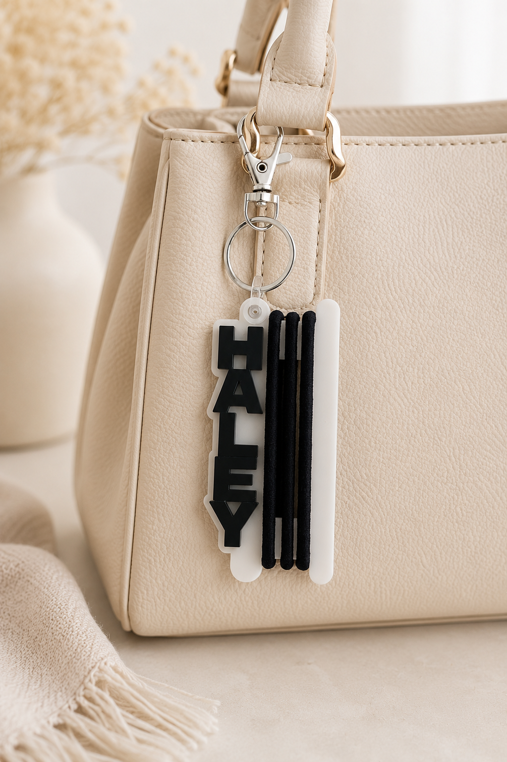 Personalised Hair Tie Holder - Name | Hand Bag Tag | School Bag Tag | Custom Name Gift