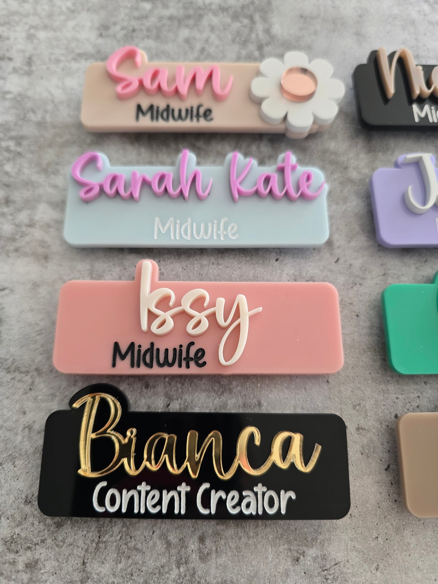 Personalized 3D Acrylic Name Badge | Custom Nurse, Midwife, Doctor, Profession Tag