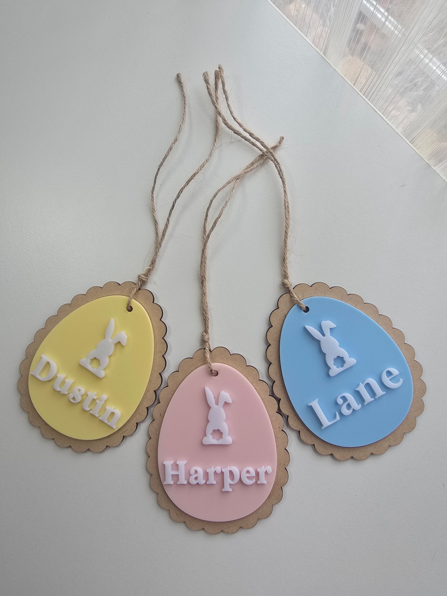 Personalized Easter Basket Tag | Scalloped Wood & Pastel Acrylic
