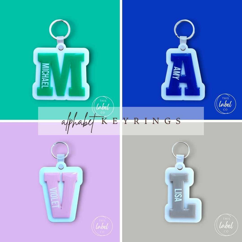White/Green Alphabet Letter Keyrings - Acrylic – This Label Co