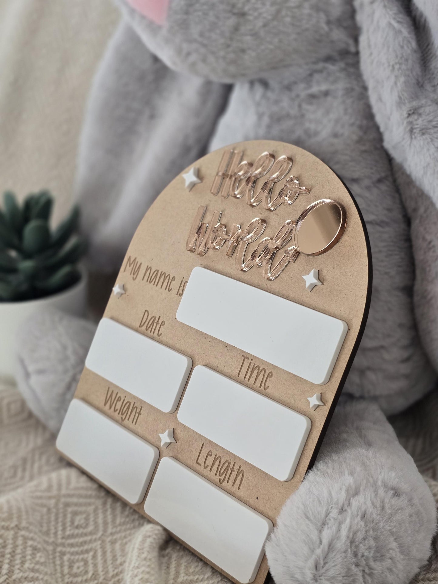 Hello World Sign | Welcome to the World | Birth Announcement Sign | Birth Details Sign