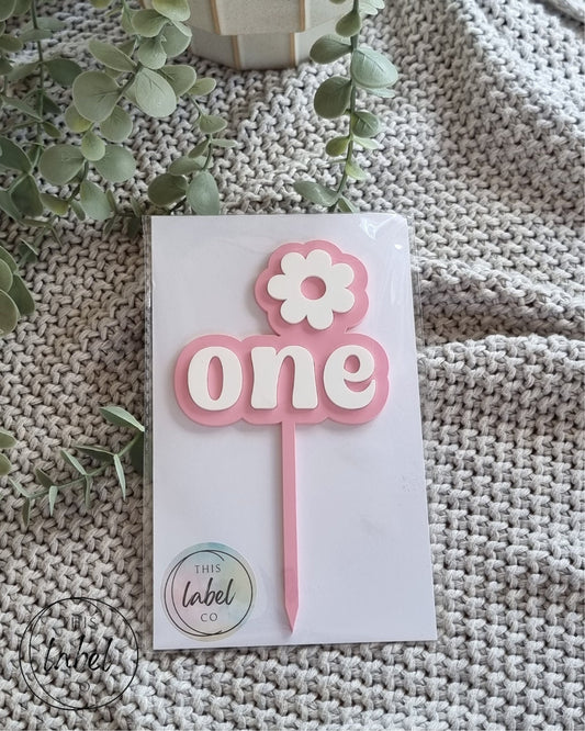 Acrylic Flower Cake Topper | Birthday Cake Topper | One | Two| Three | Four | Birthday Cake