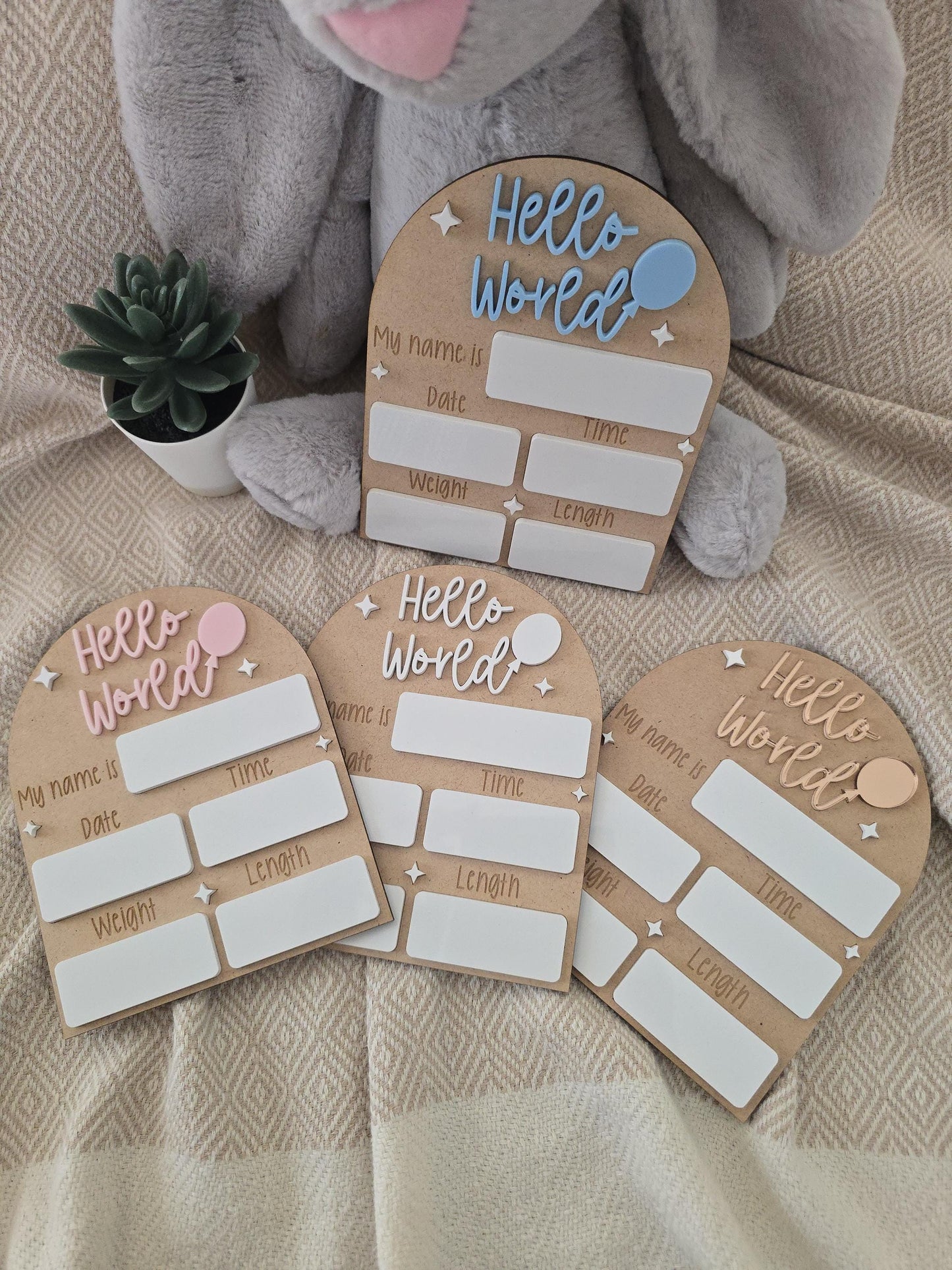 Hello World Sign | Welcome to the World | Birth Announcement Sign | Birth Details Sign