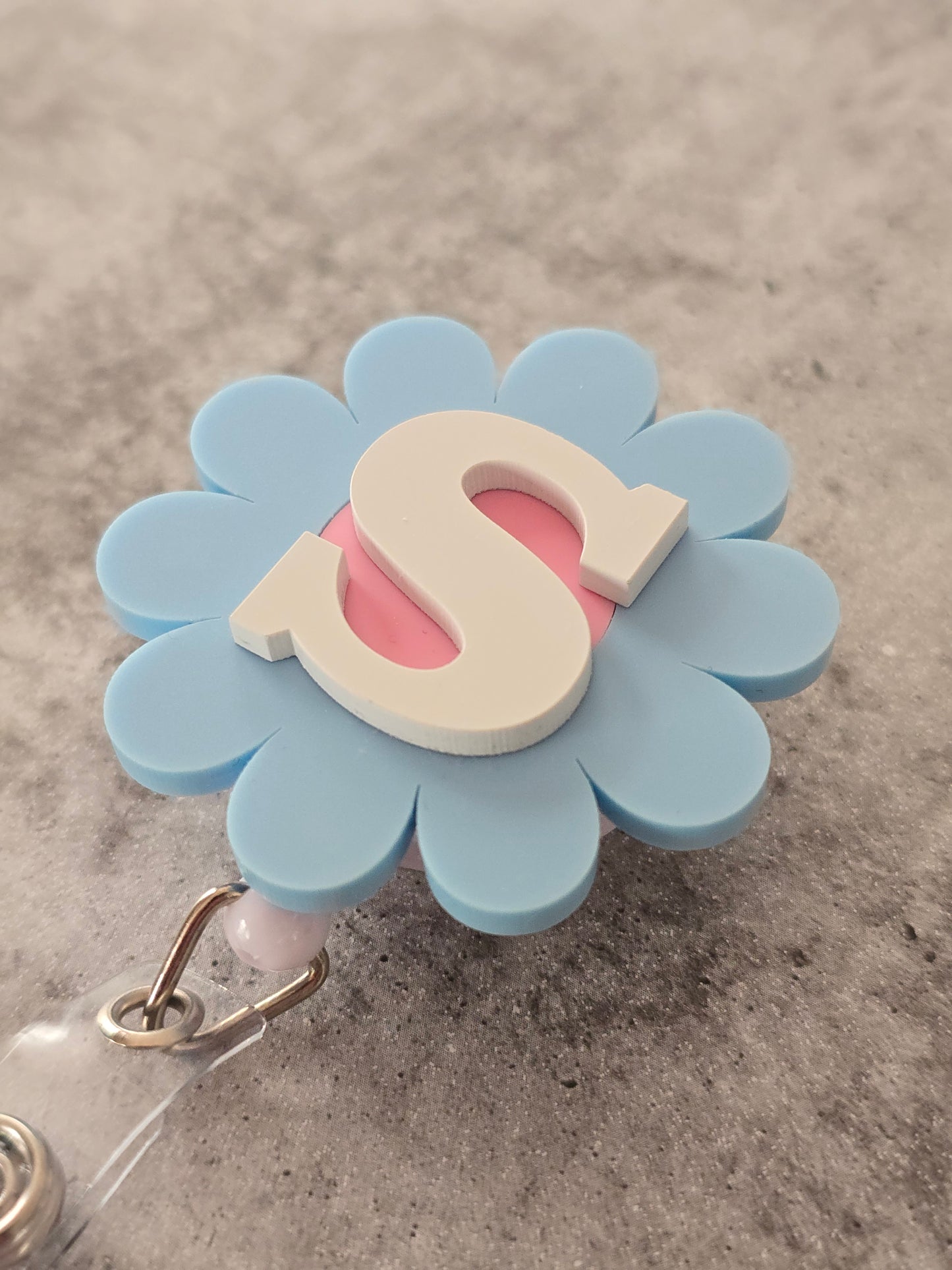 NEW Flower Retractable ID Badge Reel