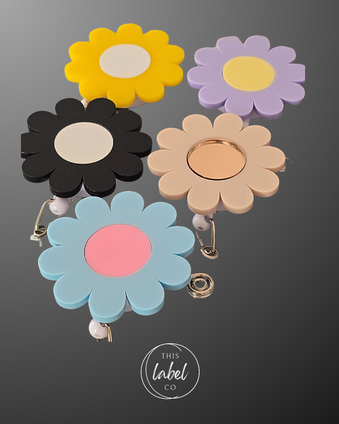 NEW Flower Retractable ID Badge Reel
