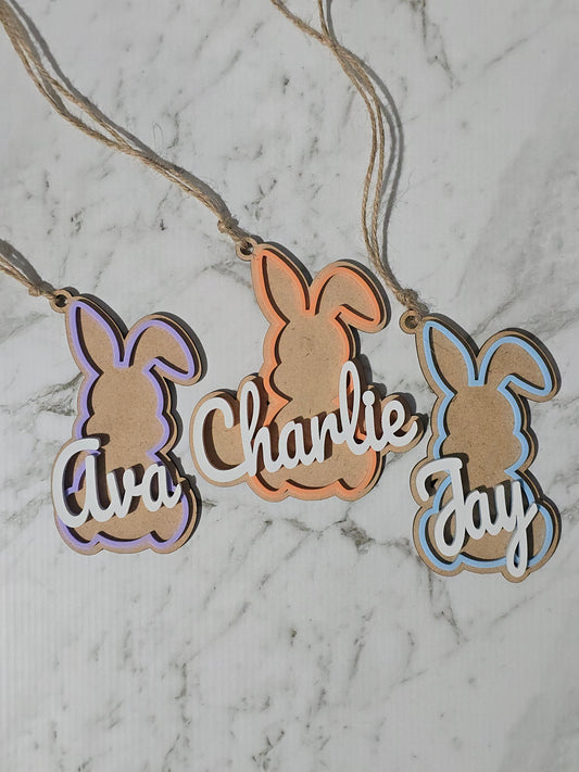 Personalized Easter Bunny Wood & Acrylic Tags