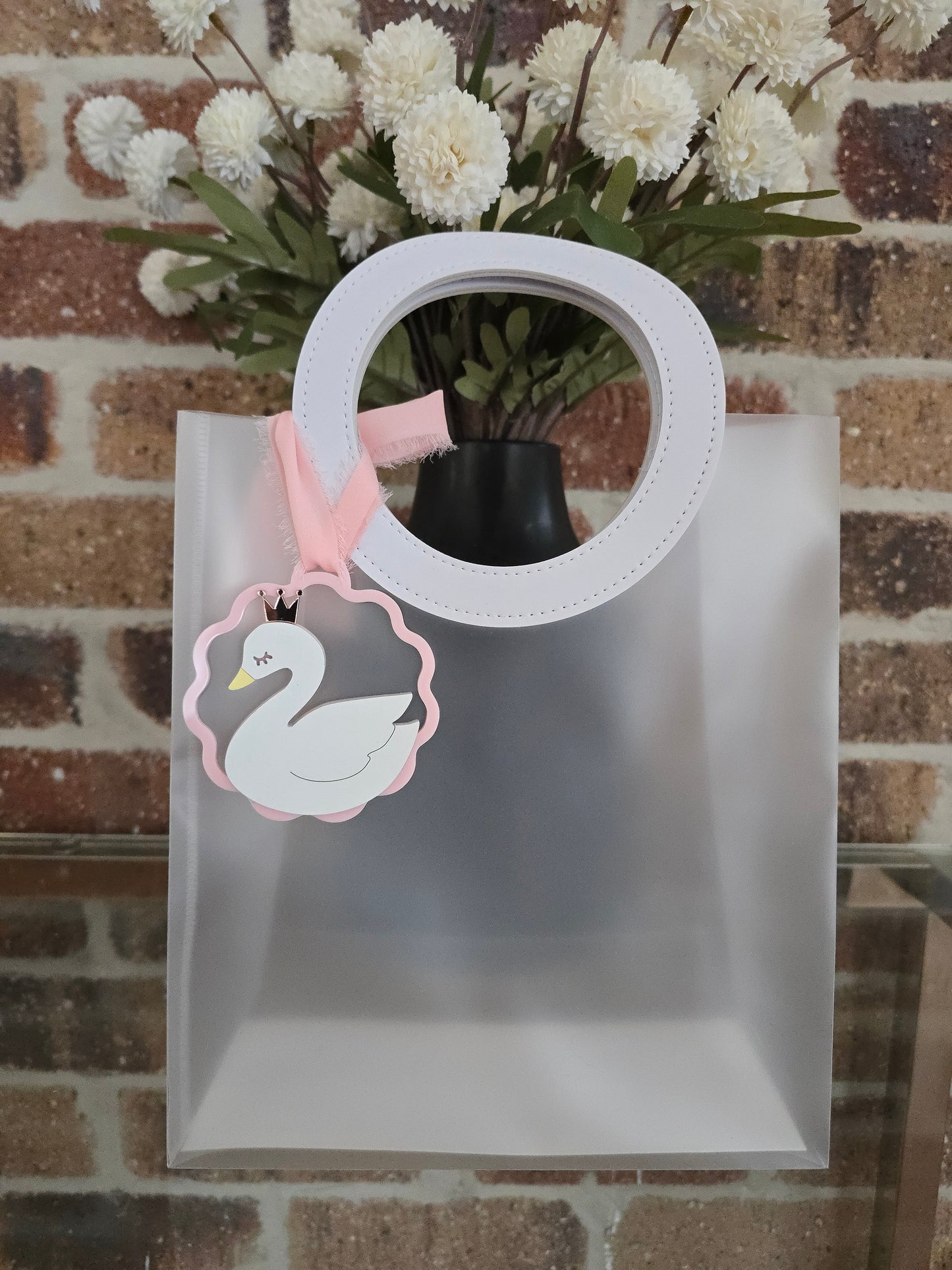 Clear Frosted Round Handle Gift Bags