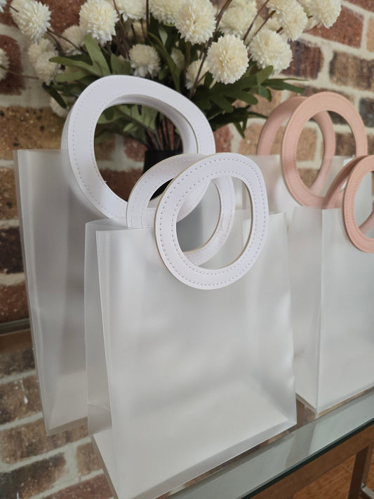 Clear Frosted Round Handle Gift Bags